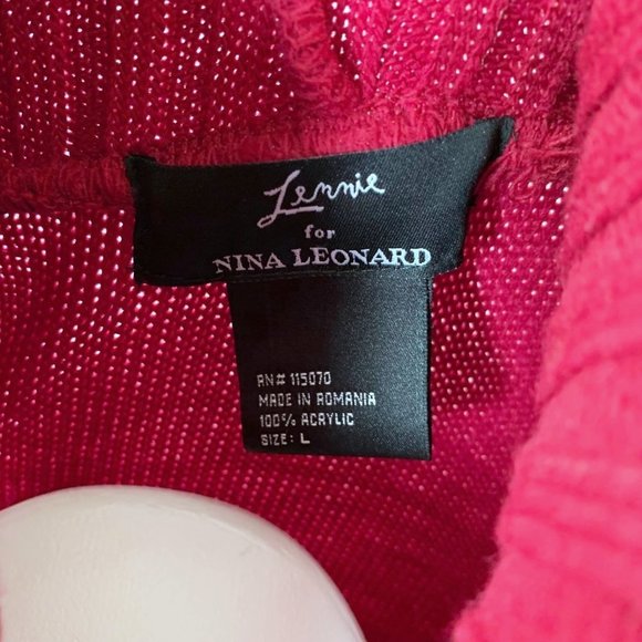 LENNIE FOR NINA LEONARD RED COWL NECK SWEATER DRESS - LARGE - Picture 4 of 4